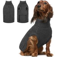Jgd-Pull Chien Taille Moyenne Pull D'hiver Pour Bouledogue Français Unisexe Jack Russell Teckel Carlin Lévrier (Gris, M)