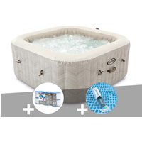 Kit spa gonflable Intex PureSpa Chevron carré Bulles 4 places + 6 filtres + Aspirateur
