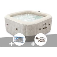 Kit spa gonflable Intex PureSpa Chevron carré Bulles 4 places + 6 filtres + Kit d'entretien