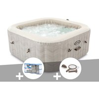 Kit spa gonflable Intex PureSpa Chevron carré Bulles 6 places + 6 filtres + Kit d'entretien