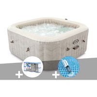 Kit spa gonflable Intex PureSpa Chevron carré Bulles 6 places + 6 filtres + Aspirateur