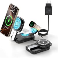 JGD-Chargeur sans Fil 3 en 1 pour Mag Safe, Station de Charge Pliable avec lumière Compatible avec iPhone 16/16 Pro Max/15/14/13/12/11, Apple Watch