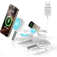 JGD-Chargeur sans fil 3 en 1 pour Mag Safe, station de charge pliable avec lumière compatible avec iPhone 16/16 Pro Max/15/14/13/12/11, Apple Watch