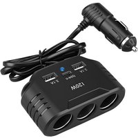 JGD-120W Prise Allume Cigare 12V 24V, Adaptateur avec 3 Prises Allume-Cigare 2 USB-A Port 1 Type C 5V 3.1A, Multi Chargeur Splitter avec LED pour