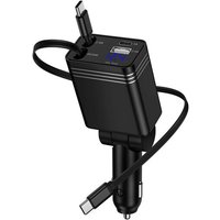 JGD-4 en 1 Rétractable Chargeur Voiture Allume Cigare USB C, 12V Prise Allume Cigare Charge Rapide for iPhone 17 16 15 Pro Max, Samsung Galaxy S25
