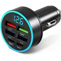 JGD-66W Chargeur Allume Cigare USB C 4Ports avec LED Voltmètre, Multiprise Chargeur Voiture Rapide 12V 3,1A, Branchable sur Type-C Adapté pour