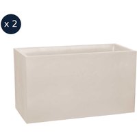 Lot de 2 Jardinières Muret Volcania effet pierre - 99,5 x 39,5 x 60 cm - 116 L - Beige calcaire - Eda