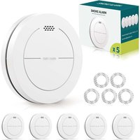 Detecteur de fumée, Batterie de 10 Ans, Pas de LED Clignotante, Fonction silencieuse, avec tampons adhésifs, Son d'alarme de 85 DB, Alarme Incendie