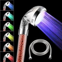 JGD-Pommeau de douche avec tuyau, 7 couleurs changeantes, avec pression LED, économiseur d'eau, régulateur de la température, adoucisseur d'eau