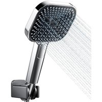 JGD-Grand pommeau de douche haute pression avec 138 buses grand, 3 modes de jet d'eau, pour une pression d'eau renforcée, argenté