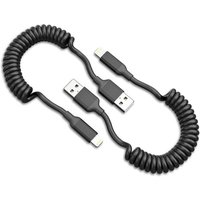 LORANKA-Câble spiralé câble Lightning USB court, pack de 2 certifiées MFI bobines USB a vers Lightning câble de charge iPhone câble de charge rapide