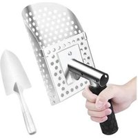 Pelle Tamis de Détection de Métaux en Acier Inoxydable Lot de 2 Scoops pour Sable et Terre Accessoires Chercheur de Trésors