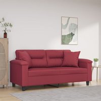 Vidaxl Canapé 2 Places Avec Oreillers Bordeaux 140 Cm Similicuir