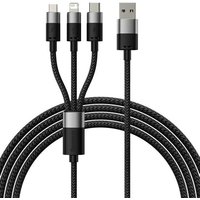 Baseus Starspeed ¿¿¿¿Series Câble De Charge Rapide 3-En-1 Usb-A Vers Usb-C / Lightning / Micro-Usb 1,2 Mètres Noir