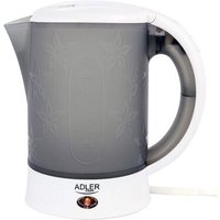 Bouilloire Électrique de Voyage 0,6L Sans BPA, Arrêt Automatique Résistance Inox, 900W, Blanc/Gris, Adler, AD1268