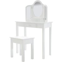 Coiffeuse Enfant Roba Avec 3 Miroirs Et Tabouret - Blanc - Bois Massif - Meuble De Chambre