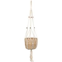 Porte Plantes Cache-Pot Macrame Suspension Pour Plantes En Macramé Casame Panier Suspension Macramé Avec Porte Plantes En Algue Marine- D25 H120cm