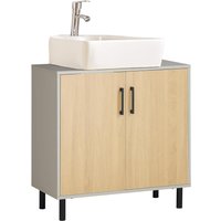 Sobuy Meuble Sous Lavabo, Meuble Sous Vasque, Meuble Salle De Bain Avec 2 Portes Et 2 Étages, Placard De Rangement Salle De Bain, L60 X P30 X H60 Cm,