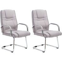 Lot 2 Chaises Cantilever Pieds En Métal Assise En Tissu Gris