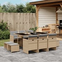 Vidaxl Ensemble À Manger De Jardin Et Coussins 11 Pcs Mélange Beige