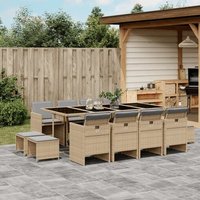 Vidaxl Ensemble À Manger De Jardin Coussins 13 Pcs Mélange Beige Rotin