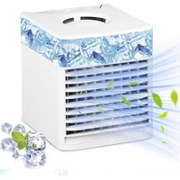 Mini Climatiseur Portable, 4 en 1 Mobile Climatiseur Silencieux Refroidisseur d'air avec 3 Vitesses, ventilateur AC brumisateur avec 7 lumi¿¿res LED