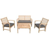 Salon De Jardin En Acacia 4 Places Goa - Coussins Gris