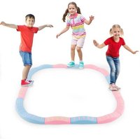 COSTWAY 20 Poutre d'Equilibre Enfants 3+ Ans-Connexions Pivotantes Encliquetables-Patins Antidérapants -Coordination-Rose Macaron