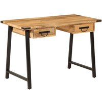 Vidaxl Bureau Avec Tiroirs 105x55x70 Cm Bois De Manguier Massif Et Fer