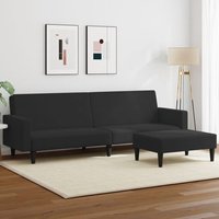 Vidaxl Canapé-Lit À 2 Places Avec Repose-Pied Noir Velours