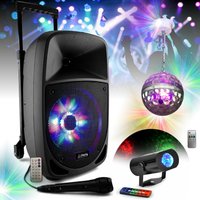 Enceinte Nomade sur batterie Bluetooth USB 300W PARTY-8LED Micro Tuner