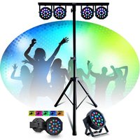 Pack Lumière Pied Mooving Light & Sound ML-SUPPORT-DJLIGHT - 4 projecteurs par RGB DMX - Fête Soirée Anniversaire