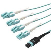 1m 3ft MTPF/PC to 4x LC/PC Duplex Breakout OM3 Multimode Fiber Optic Cable, OFNP Plenum, 40G
