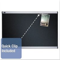 Prestige Black Embossed Foam Bulletin Board, 48" X 36", Black Surface, Silver Aluminum/Plastic Frame
