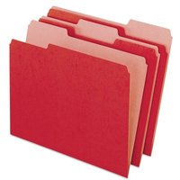 Earthwise By Pendaflex 100% Recycled Colored File Folders, 1/3-Cut Tabs: Assorted, Letter Size, 0.5" Expansion, Red, 100/Box