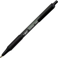 SCSM11BK, SOFT FEEL RETRACTABLE BALLPOINT PEN, MEDIUM 1MM, BLACK INK/BARREL, DOZEN, 12PK