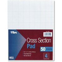 Cross Section Pads, Quadrille Rule (4 Sq/In, 1 Sq/In), (50) White 8.5 X 11 Sheets