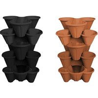 3 5 or 6 Pack Stackable Trio Plant Pots 2 Colours