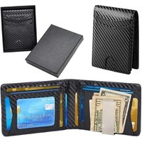 PU Leather Carbon Print Bifold Wallet with RFID Protection
