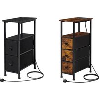 Levede Narrow Side Table LED Charging Station 2 Colours 2 Sizes