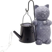 Solar Cat & Watering Can Garden Ornament