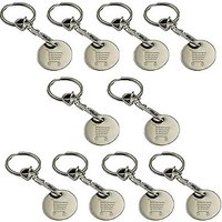 10-Pack Stainless Steel Trolley Coin Keychains