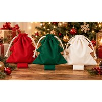3 Piece Tree Shaped Drawstring Pouch Gift Bag Set