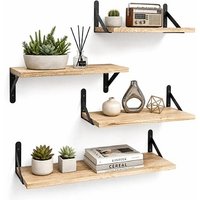 Set 4 Wall Mounted Rustic Shelves