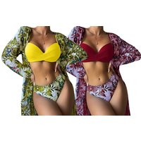 3 Piece Summer Bikini & Cover Up Set 9 Colours & 4 Sizes