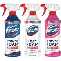 6 Pack Domestos Power Foam Toilet & Bathroom Cleaner Spray 3 Scents