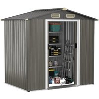 6x4 FT Galvanised Steel Storage Shed Lockable Sliding Door
