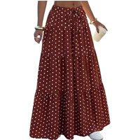 Elastic Waist Polka Dot Ruffle Maxi Skirt 4 Colours 5 Sizes