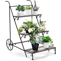 3 Tier Ladder Shaped Rolling Metal Plant Stand