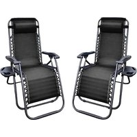 2 Pack Zero Gravity Sun Lounger Chair Cup Holders 2 Colours